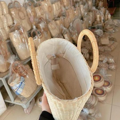 Boho Summer Handmade Straw Purse – Straw Tote with Pink Rose and Daisy Ribbon Embroidery